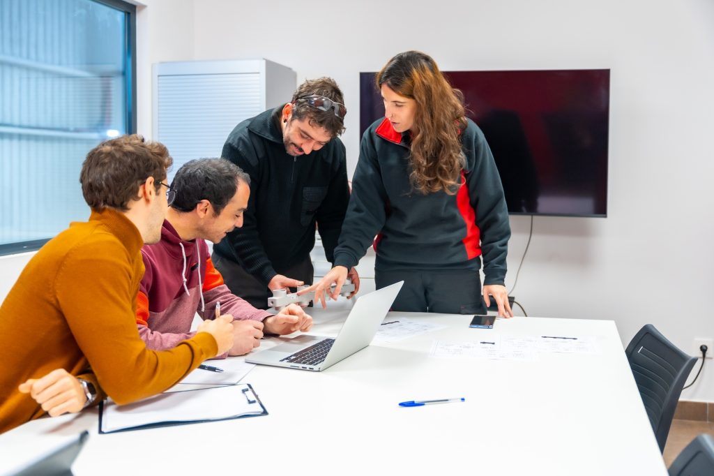 Logistics, ecommerce and business people working on laptop